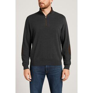 Daniel Cremieux Mens Reversible 1/4 Zip Pullover Sweater W/ Elbow Patches Dark G